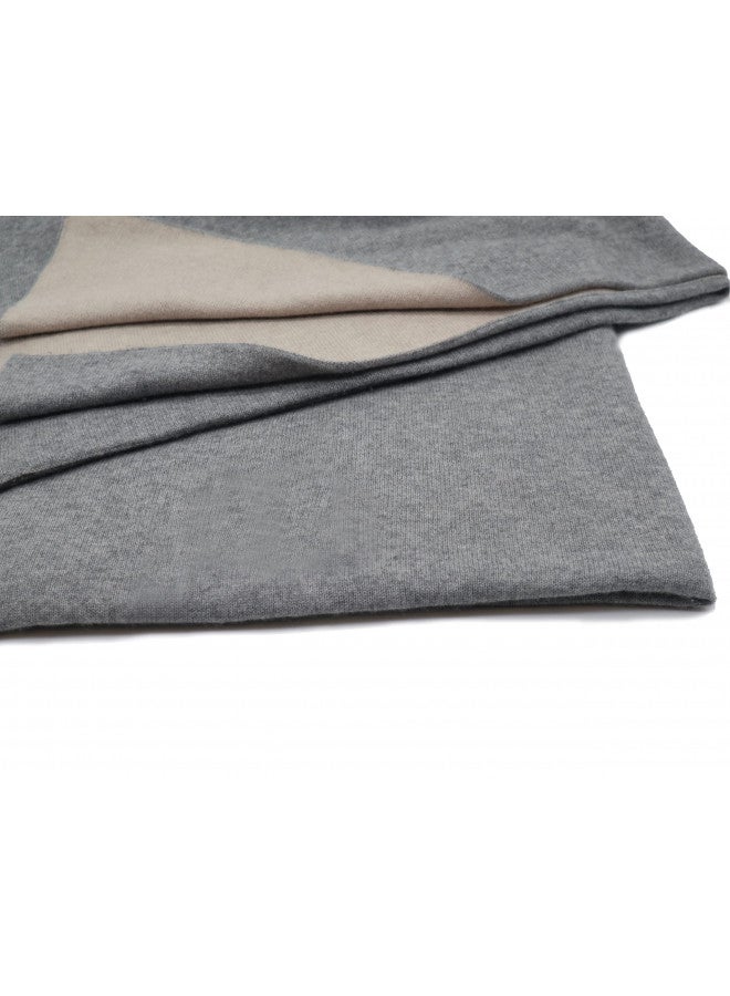 State Cashmere State Cashmere Reversible Throw Blanket - Ultra Soft Accent Blanket for Couch, Sofa & Bed Made with 100% Inner Mongolian Cashmere - Crafted Home Accessories - (Beige/Heather Grey, 60"x50")  - Image 5