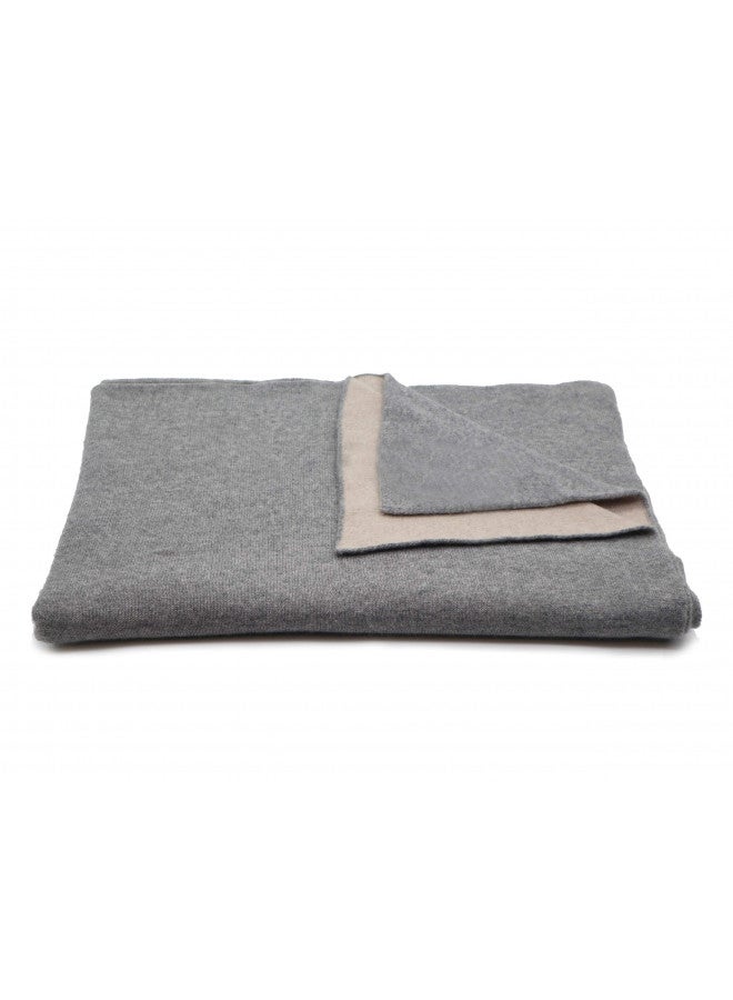 State Cashmere State Cashmere Reversible Throw Blanket - Ultra Soft Accent Blanket for Couch, Sofa & Bed Made with 100% Inner Mongolian Cashmere - Crafted Home Accessories - (Beige/Heather Grey, 60"x50")  - Image 2