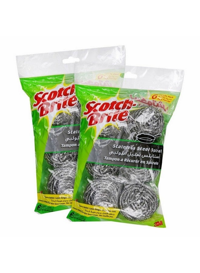 Scotch Brite 12-Piece Rust-Free Stainless Steel Spiral Scrubber Silver 7 x 13 x 20 cm 7012870679