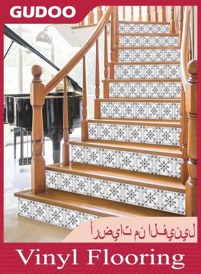 GUDOO بلاط أرضيات فينيل لاصق، مناسب للجدران والأرضيات والمطابخ والحمامات وبيوت الحيوانات الأليفة. تحتوي العبوة على 10 قطع بحجم 8x8 بوصة - Image 4