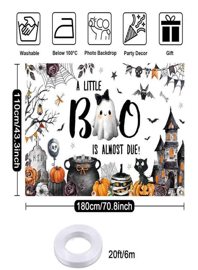 موكسيكا لافتة خلفية لحفل استقبال مولود جديد من Mocsicka بتصميم "بو" الهالوين، لافتة "بو الصغير على وشك الاستحقاق"، ديكورات لحفل استقبال مولود جديد بتصميم شبح صغير مخيف في الهالوين، دعامات كشك الصور، 70.8 × 43.3 بوصة - Image 5