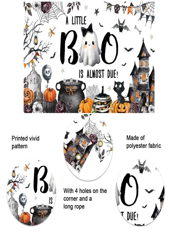 موكسيكا لافتة خلفية لحفل استقبال مولود جديد من Mocsicka بتصميم "بو" الهالوين، لافتة "بو الصغير على وشك الاستحقاق"، ديكورات لحفل استقبال مولود جديد بتصميم شبح صغير مخيف في الهالوين، دعامات كشك الصور، 70.8 × 43.3 بوصة - Image 4