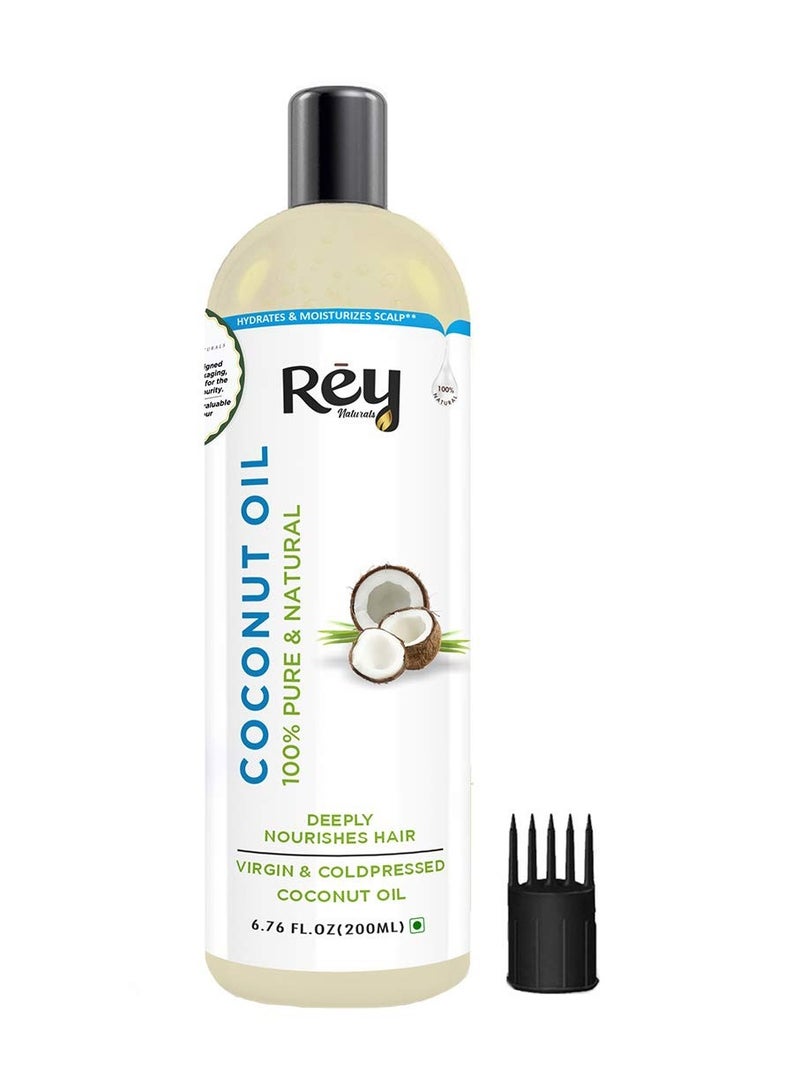Rey NaturalsCoconut Oil 100% Pure Natural Virgin Coconut Oil for Hair and Skin 200ML - Image 1