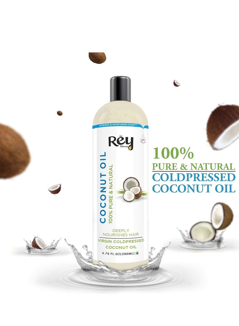 Rey NaturalsCoconut Oil 100% Pure Natural Virgin Coconut Oil for Hair and Skin 200ML - Image 3
