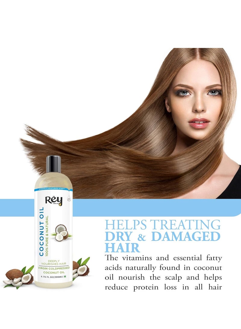 Rey NaturalsCoconut Oil 100% Pure Natural Virgin Coconut Oil for Hair and Skin 200ML - Image 5