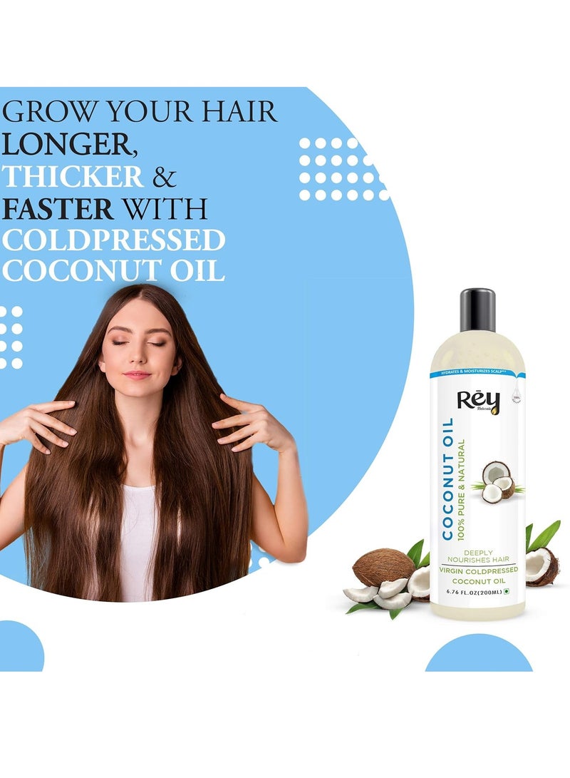 Rey NaturalsCoconut Oil 100% Pure Natural Virgin Coconut Oil for Hair and Skin 200ML - Image 4