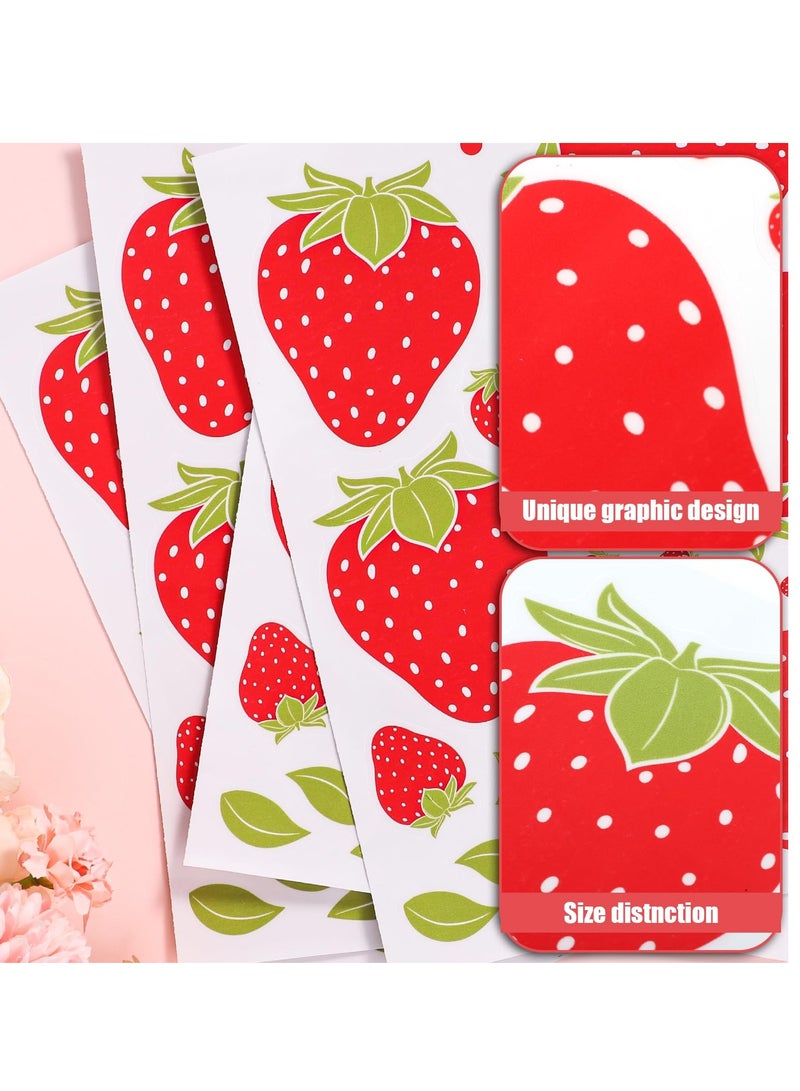 KASTWAVE Wall Decals, Strawberry Wall Decals, Colorful PVC Stickers for Room Decor, Peel and Stick Fruit Wall Stickers for Living Room Background Kitchen Cabinet Window, 4 Sheets - Image 4