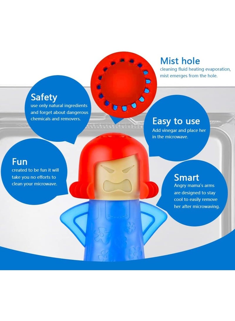 Microwave Cleaner, 2 PCS Angry Mama Microwave Cleaner Microwave Oven Steam Cleaner Easily Clean in Minutes Cleans Add Vinegar and Water for Home or Office with English Manual - Image 2