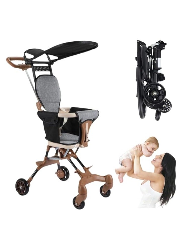 عربة أطفال - عربة أطفال احترافية قابلة للطي بأربع عجلات مريحة وقابلة للتعديل للأطفال من عمر سنة إلى ست سنوات، محمولة وخفيفة الوزن وصغيرة الحجم للسفر بالطائرة - Image 1