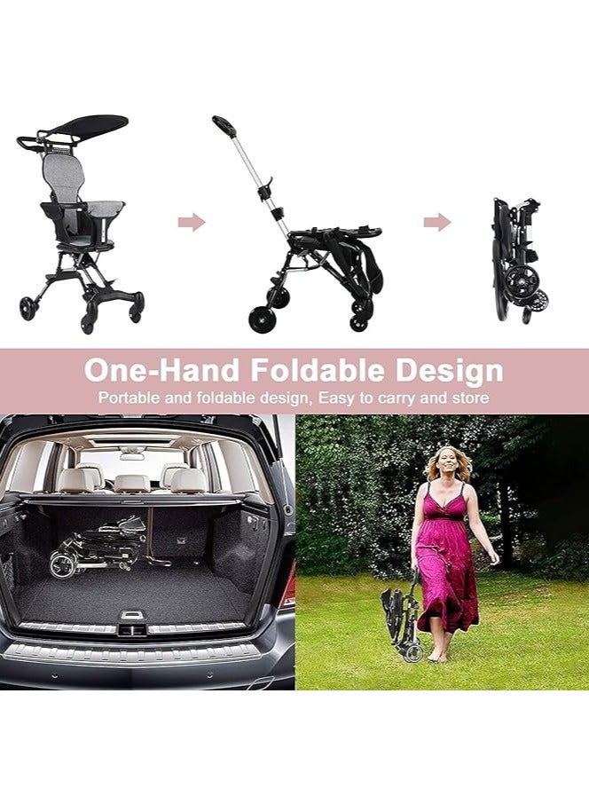 عربة أطفال - عربة أطفال احترافية قابلة للطي بأربع عجلات مريحة وقابلة للتعديل للأطفال من عمر سنة إلى ست سنوات، محمولة وخفيفة الوزن وصغيرة الحجم للسفر بالطائرة - Image 3