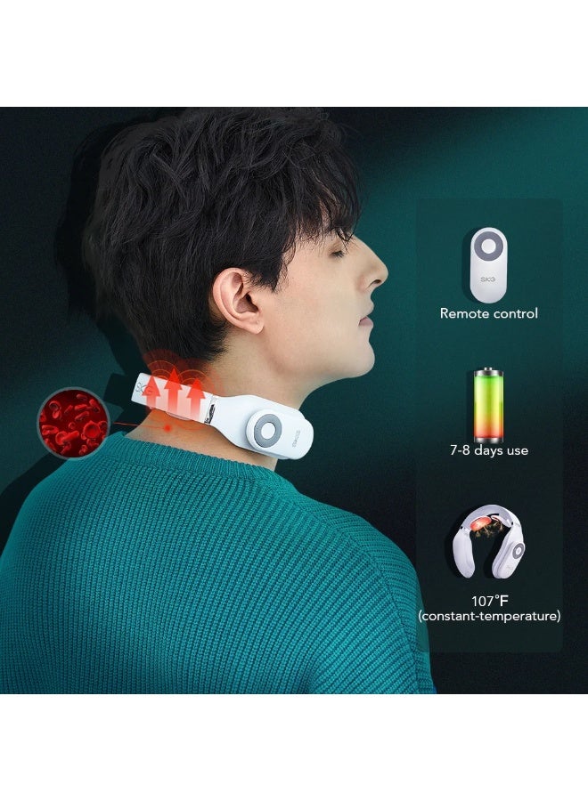 SKG 4098E Neck Massager - Wireless with Heat Function - Muscle Therapy for Stress Relief for Neck, Shoulder - White - Image 4
