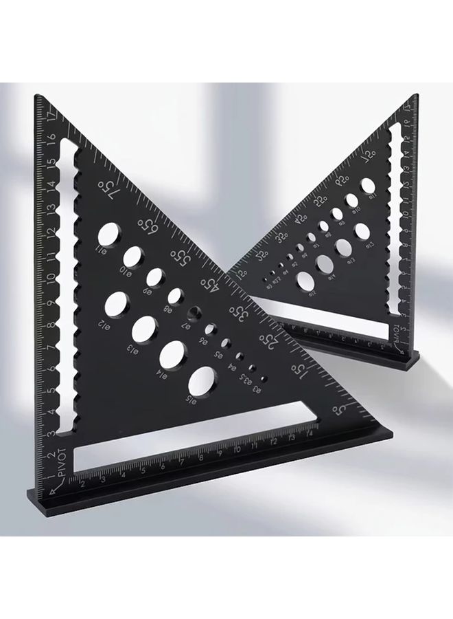 7 Inch Black Triangle Ruler Multifunctional Metric Inch Measuring Tool - Image 3