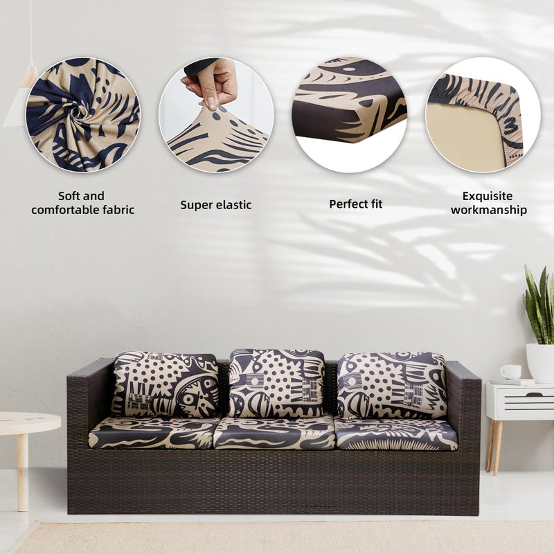 BIETYONE 8Pcs Stretch Patio Cushion Covers,for Outdoor Couch Cushion Covers Replacement,Outdoor Sofa Covers Patio Slipcovers Couch Cover,Washable Furniture Cover (Pigeon2, Cover Only) - Image 3