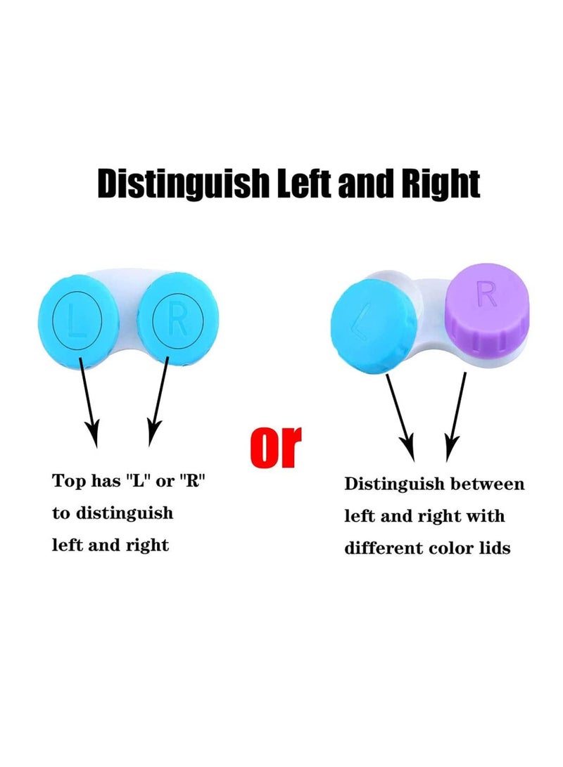 خاجول صندوق علبة عدسات لاصقة مكون من 12 عبوة لحماية عينيك عن طريق تغيير علبة العدسة الوردي والأزرق والأرجواني والأخضر - Image 5