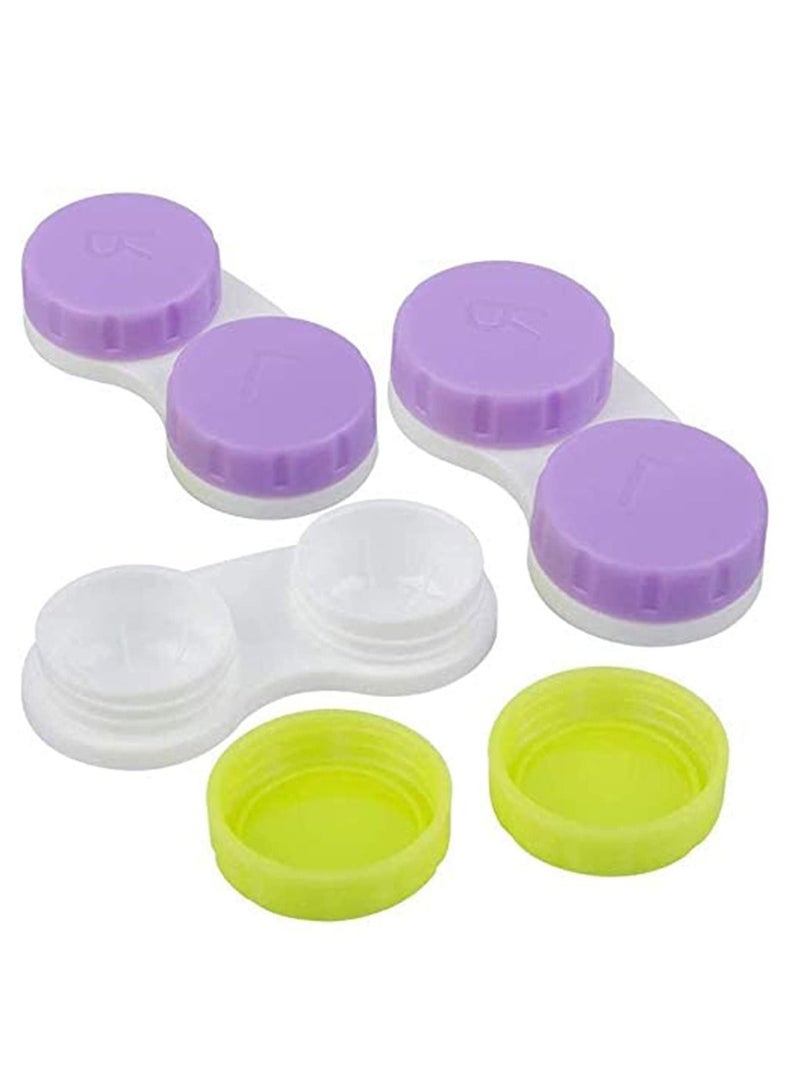 خاجول صندوق علبة عدسات لاصقة مكون من 12 عبوة لحماية عينيك عن طريق تغيير علبة العدسة الوردي والأزرق والأرجواني والأخضر - Image 3