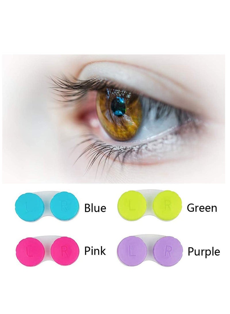 خاجول صندوق علبة عدسات لاصقة مكون من 12 عبوة لحماية عينيك عن طريق تغيير علبة العدسة الوردي والأزرق والأرجواني والأخضر - Image 4