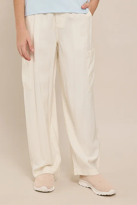 R&B Solid Cargo Pants with Elastic Waist
