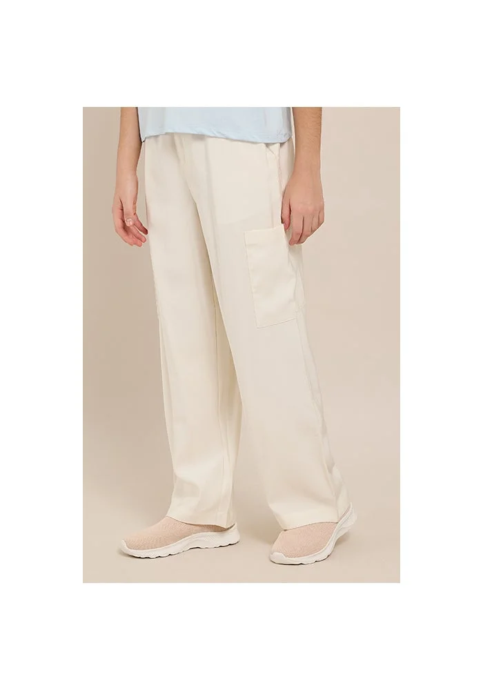 R&b Solid Cargo Pants with Elastic Waist