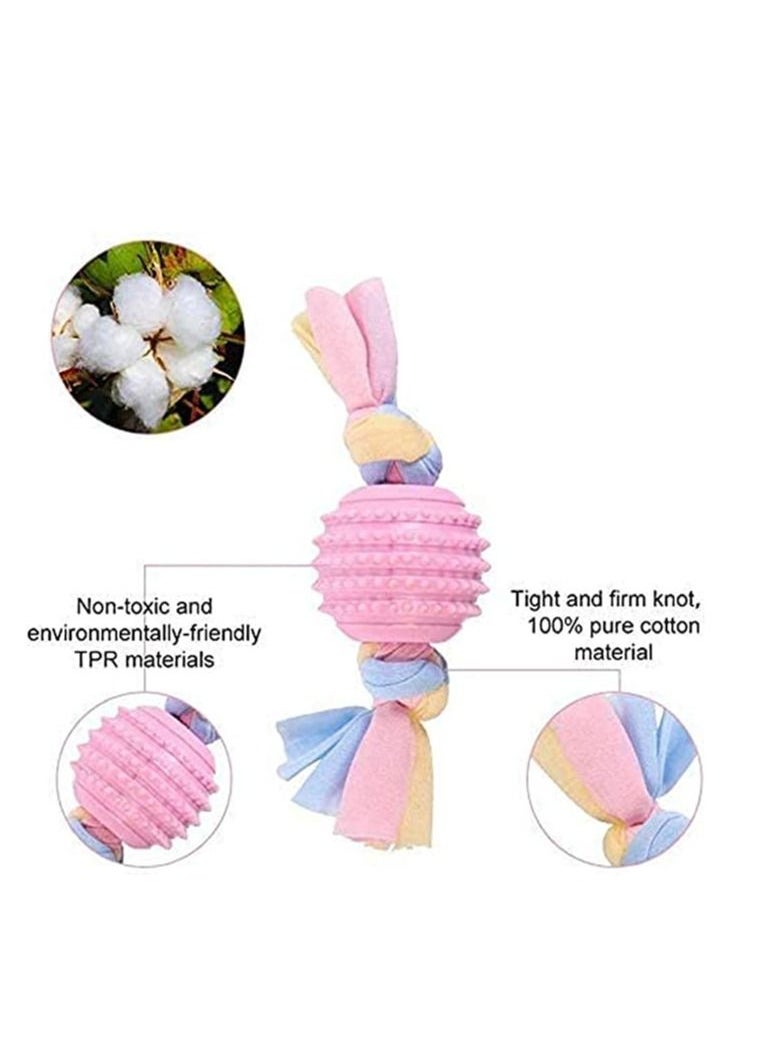 SYOSI Puppy Chew Toys, 7 Pcs Puppy Chew Toys, with Ball and Cotton Ropes Interactive Pet Toys, Interactive Pet Toys for 8 Weeks Small Puppies and Medium Dogs (Pink)  - Image 3