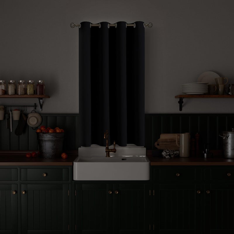 BGment Bression Short Short Blackout Stain 54 بوصة طوله للمطبخ نافذة صغيرة خصوصية حرارية معزولة من الشمس الحجب جروميت ثنى لغرفة النوم 1 لوحة 52 × 54 بوصة أسود - Image 2