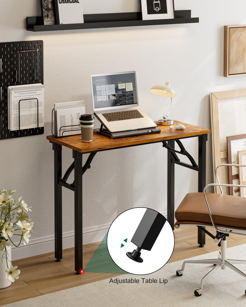 Frylr Small Folding Computer Desk â€“ Portable 35.8 Inch Foldable Laptop Table, Collapsible and Compact for Easy Storage and Fast Setup, Lightweight for Small Spaces, Craft and Study Use, Rustic Brown - Image 5