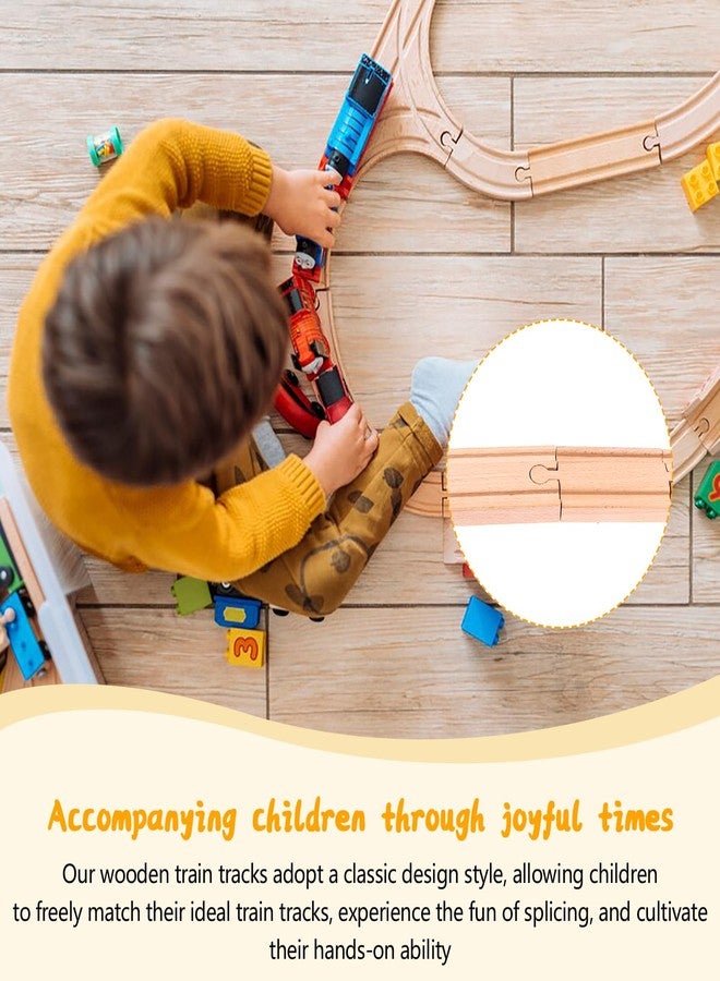 WarmShine 20 Pcs Straight Wooden Tracks Expansion Wood Train Track Pieces Connectors Adapters Male Male Female Female Train Track Wood Starting Wooden Bridge Accessories Compatible with Railroad Set - Image 4