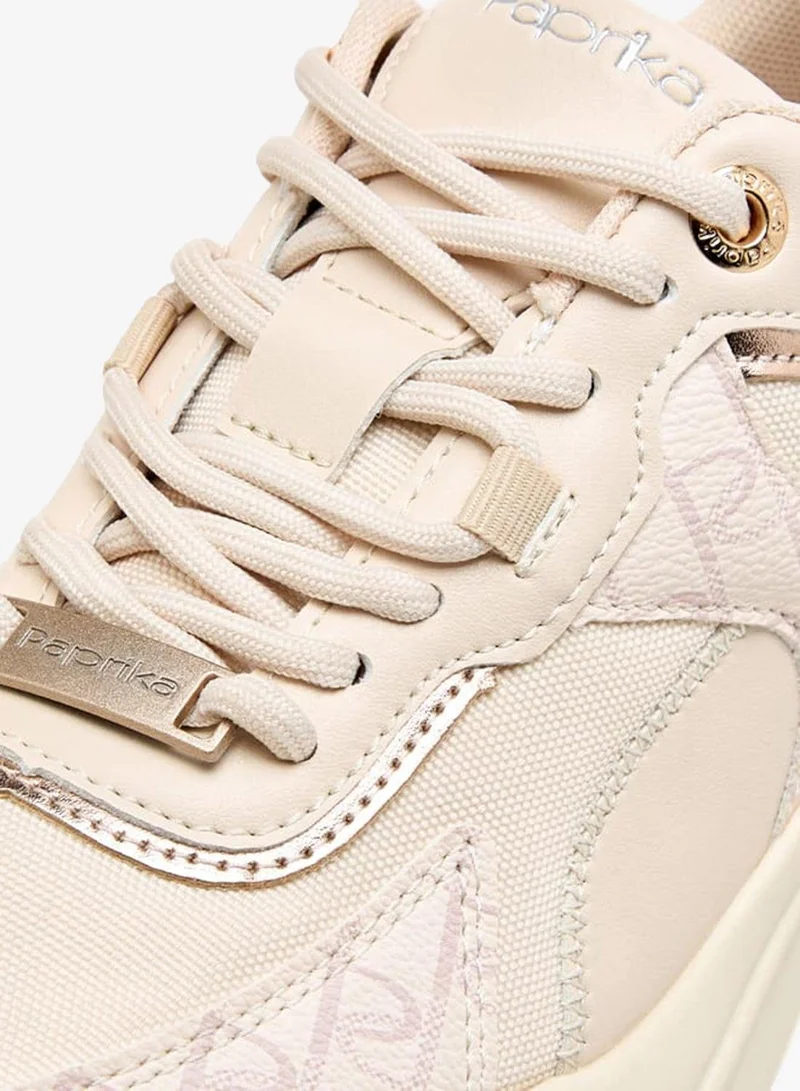 Paprika beige Women Panelled Lace-Up Platform Sneakers for Women | Best Price UAE
