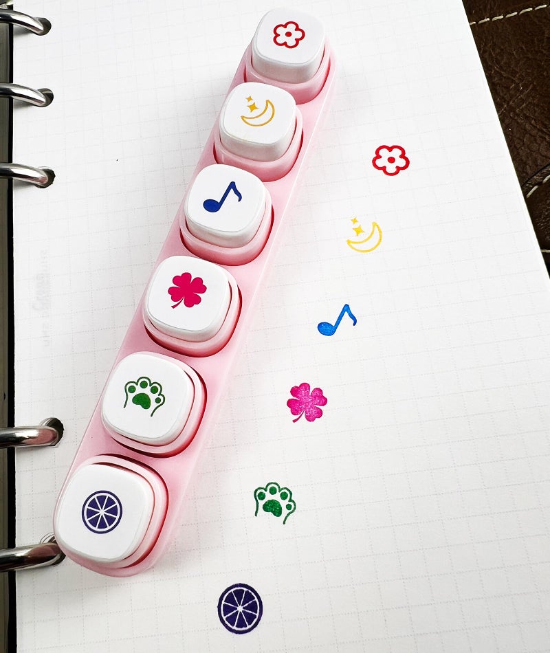 ZMLSED 6-in-1 Pre Self-Inking Planner Stamp Set - Portable Cute Multi Stamps with Storage Case for Bullet Journal, Scrapbooking, Travel, Daily Planning -100mm x 15mm (6 Themes, Quick-Dry Ink, Durable) - Image 3