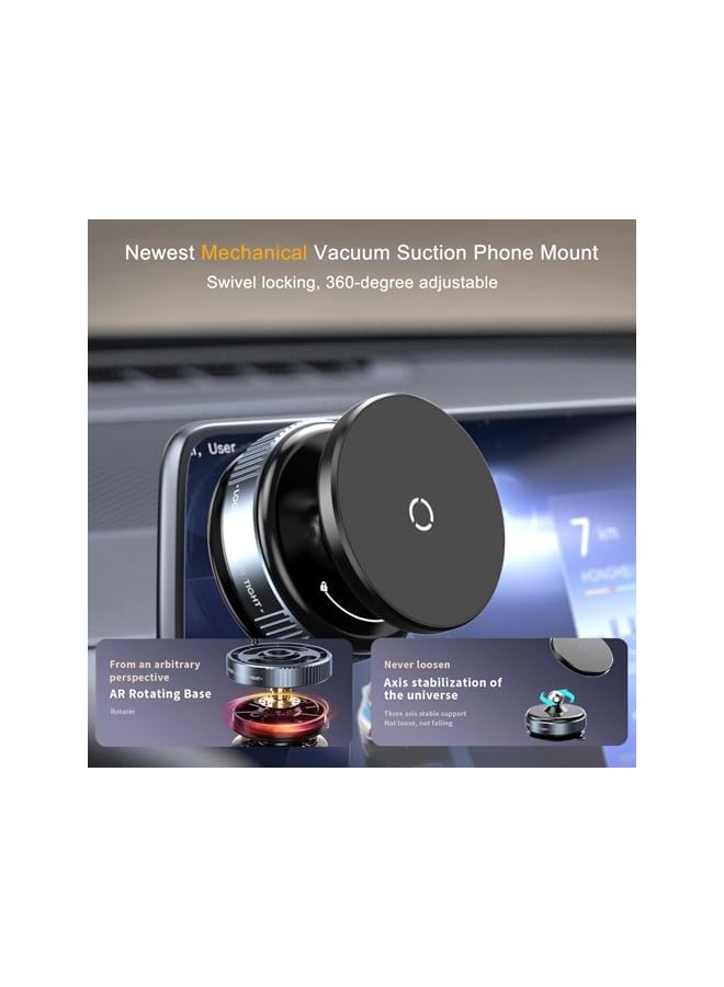 S-TOP Car Phone Holder - Magnetic Vacuum Suction Mount | 360° Adjustable Mount for Mirror, Wall, Gym | Quick Lock | Compatible with iPhone & Android - Image 2