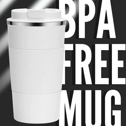 JUGTE Travel Mug, Insulated Coffee Cup with Leakproof Lid and Temperature Display,Vacuum Insulation Stainless Steel Reusable for Hot/Cold Coffee, Water and Tea 510ml (White) - Image 3