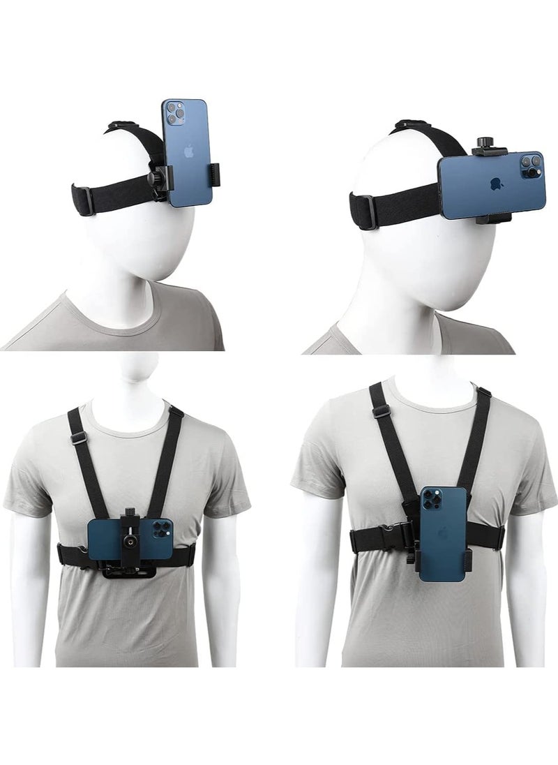 XICEN - Mobile Phone Chest Strap Harness Mount Head Strap Holder Kit for POV/VLOG,Cell Phone Clip Compatible with iPhone,Samsung,Go Pro Hero 9, 8,7, 6, 5, 4,, 3,2, 1,AKASO,DJI Osmo,and Action Cameras - Image 1