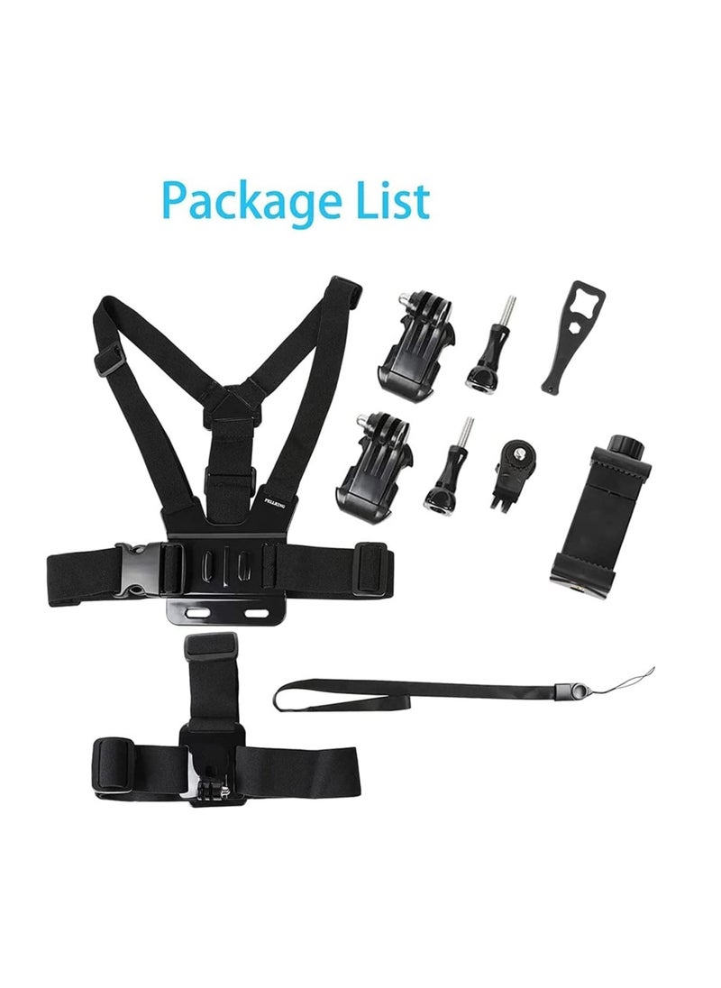 XICEN - Mobile Phone Chest Strap Harness Mount Head Strap Holder Kit for POV/VLOG,Cell Phone Clip Compatible with iPhone,Samsung,Go Pro Hero 9, 8,7, 6, 5, 4,, 3,2, 1,AKASO,DJI Osmo,and Action Cameras - Image 1