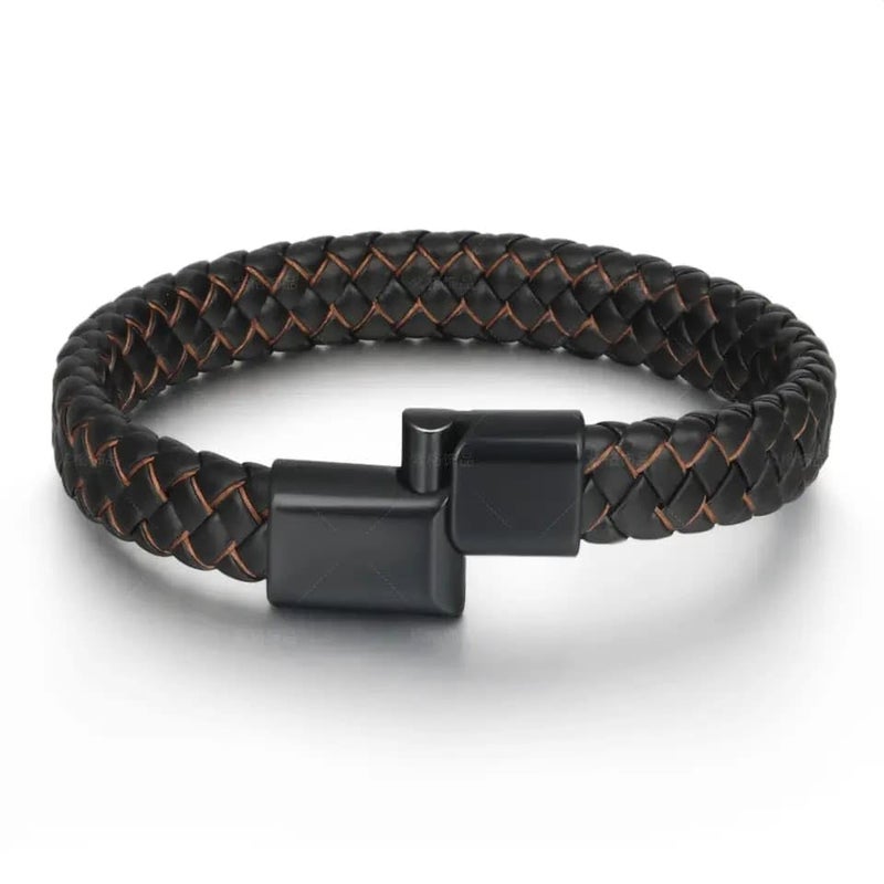 Brizberry ® Titanium Steel Vegan Leather Micro Insert Bracelet for Men & Boys - Image 2