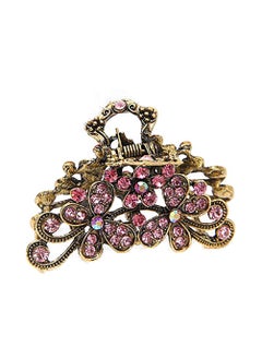 Fodattm Retro Flowers Hair Claw Clip for Women Lady Vintage Alloy Rhinestone Hair Jaw Clips Hairpin Fancy Hair Barrette Clamp Pink 