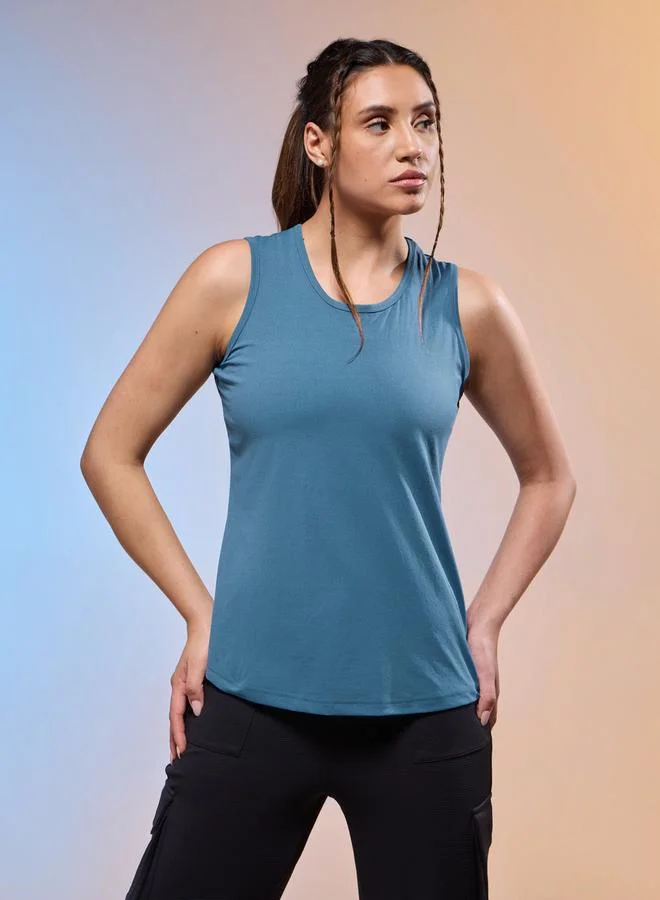 Technosport Technosport Women Solid Slim Fit Round Neck Tank