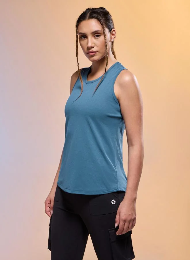 Technosport Technosport Women Solid Slim Fit Round Neck Tank