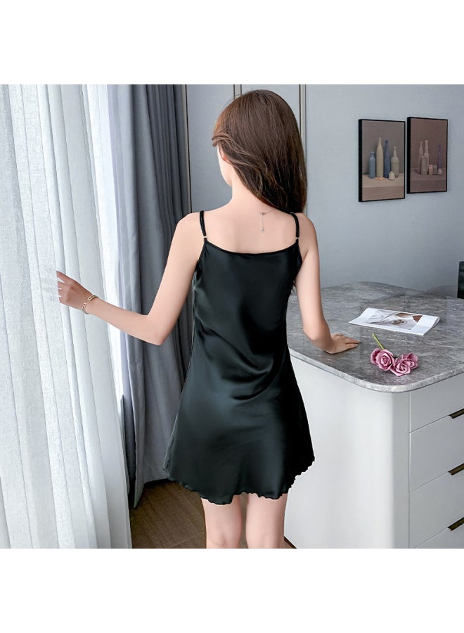 LANG SHA Langsha Women's Summer Imitation Silk Camisole Ice Silk Thin Strap Nightgown Ladies Home Wear - Image 3
