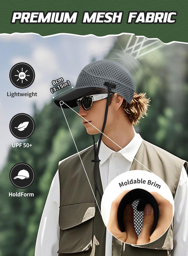 قبعات بيسبول OnWander قابلة للتهوية للرجال والنساء، قبعة شاطئ شبكية خفيفة الوزن مناسبة لركوب الأمواج وركوب الدراجات والقوارب والجولف والمنتزهات المائية - سريعة الجفاف، ماصة للرطوبة ومقاومة للتمزق - رمادي - Image 2