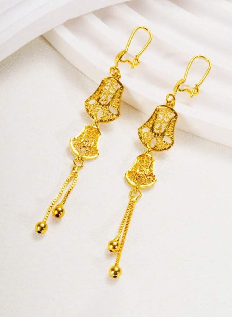 GOLDMAX Elegant 21k Gold Plated Drop Earrings For Women - Image 1