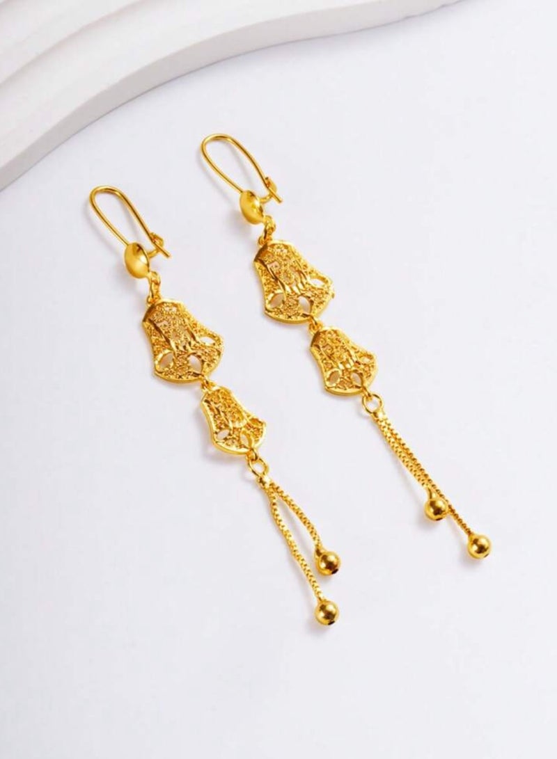 GOLDMAX Elegant 21k Gold Plated Drop Earrings For Women - Image 3