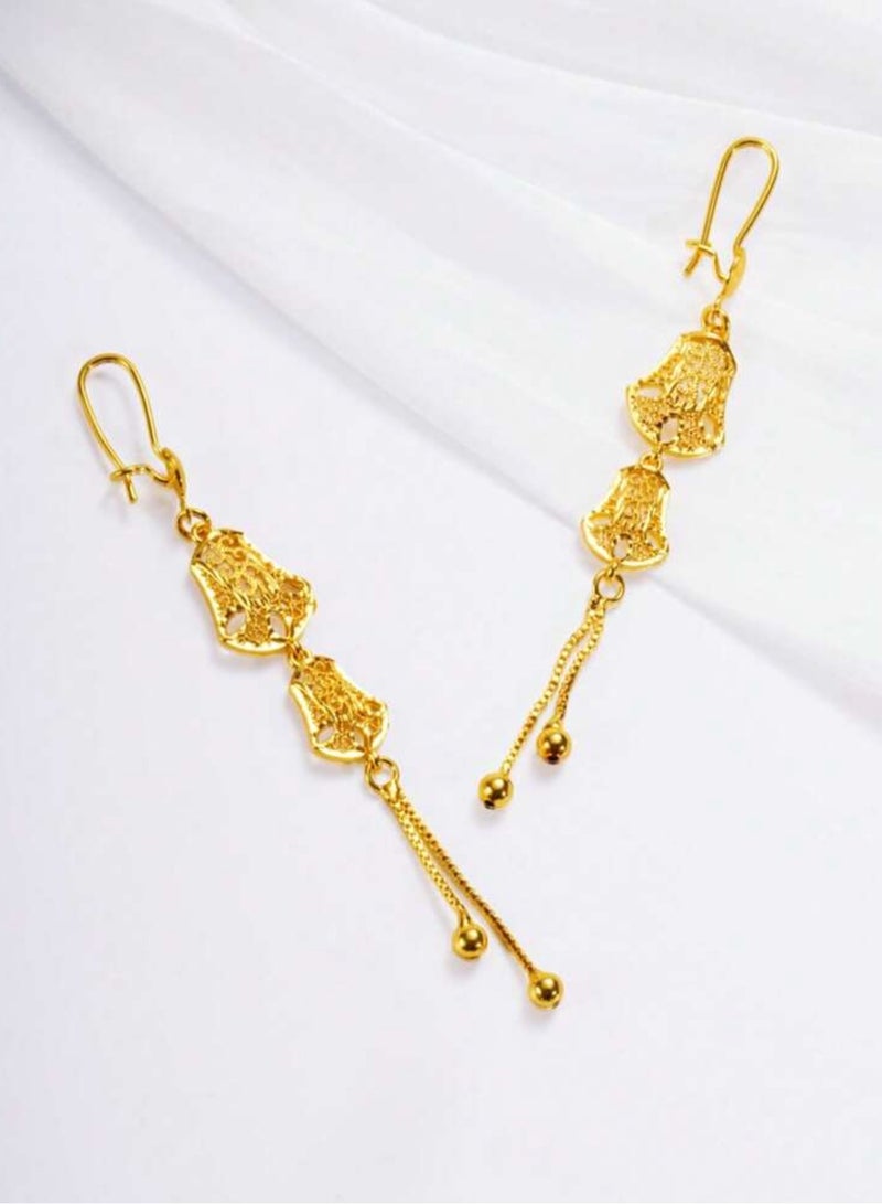 GOLDMAX Elegant 21k Gold Plated Drop Earrings For Women - Image 4