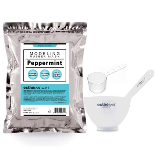 estheSKIN Peel Off Type Modeling Mask Powder for Facial Skin Care Professional Size 35oz 22Pound 1kg 1 pack with 3pcs Mixing Bowl Set 111PeppermintCooling
