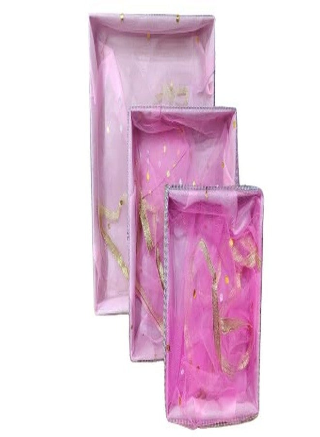 TOISA Gift Hamper Set with 3 Organizer Baskets, Colorful Dry Fruits Trays for Wedding, Baby Shower Gifting BABY PINK COLOUR - Image 2