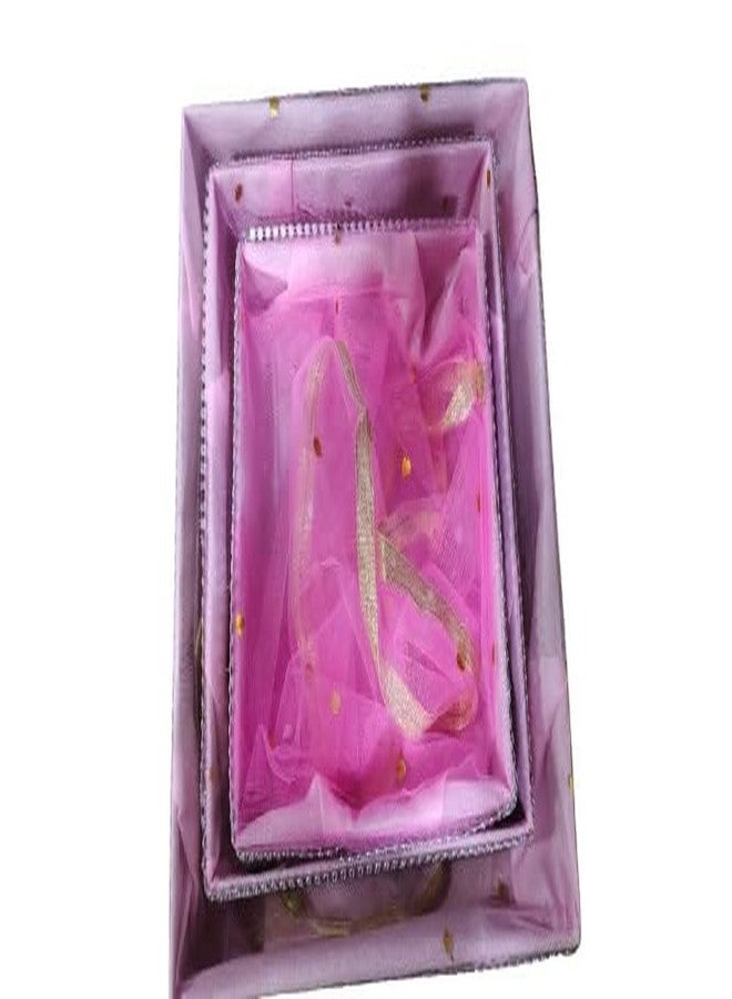 TOISA Gift Hamper Set with 3 Organizer Baskets, Colorful Dry Fruits Trays for Wedding, Baby Shower Gifting BABY PINK COLOUR - Image 4