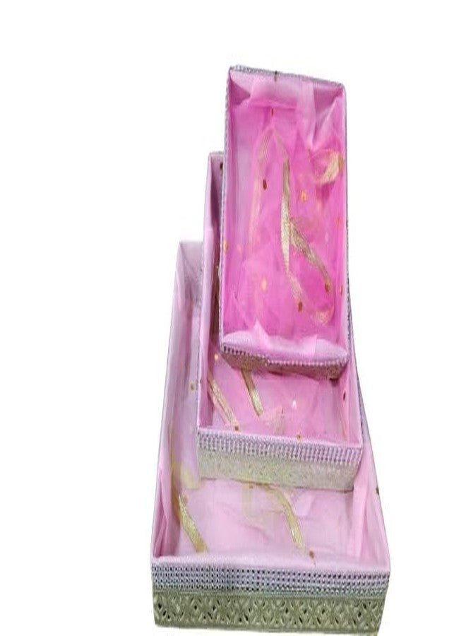 TOISA Gift Hamper Set with 3 Organizer Baskets, Colorful Dry Fruits Trays for Wedding, Baby Shower Gifting BABY PINK COLOUR - Image 3