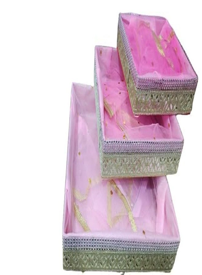 TOISA Gift Hamper Set with 3 Organizer Baskets, Colorful Dry Fruits Trays for Wedding, Baby Shower Gifting BABY PINK COLOUR - Image 5