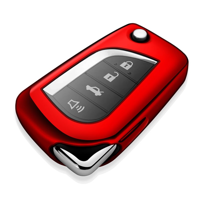 Tukellen for Toyota Key Fob Cover,Special Soft TPU Key Case Cover Protector Compatible with 2018-2024 Camry SE/LE,2020-2025 RAV4 LE,Corolla SE/LE Smart Key-(Red) - Image 1