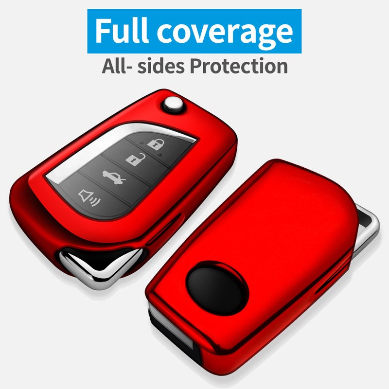 Tukellen for Toyota Key Fob Cover,Special Soft TPU Key Case Cover Protector Compatible with 2018-2024 Camry SE/LE,2020-2025 RAV4 LE,Corolla SE/LE Smart Key-(Red) - Image 3