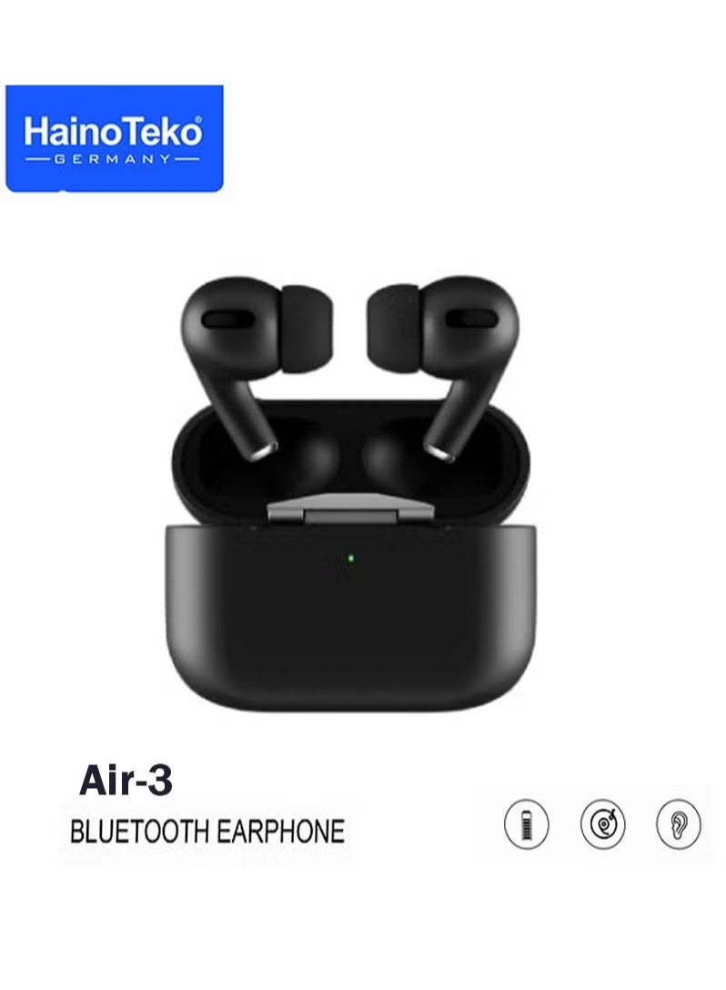 Haino Teko Haino Teko Air 3 Wireless Bluetooth Earphones for Mobile and Tablet True Wireless Stereo Earbuds with Mic Touch Control Long Battery Black In Ear Headphones Rechargeable Charging Case Noise Cancelling Portable Lightweight Sports Universal Fit  - Image 2