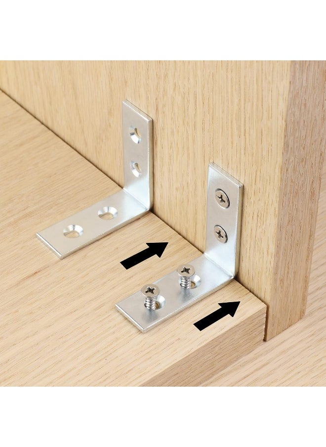 Poaker Galvanized L-Shaped Corner Bracket With Screws For Solid Shelf Support, Timber Joining, Fixing And Repair - Ideal For Furniture Reinforcement And Home Diy Projects (3/4 Inch, 4 Pcs)  - Image 2